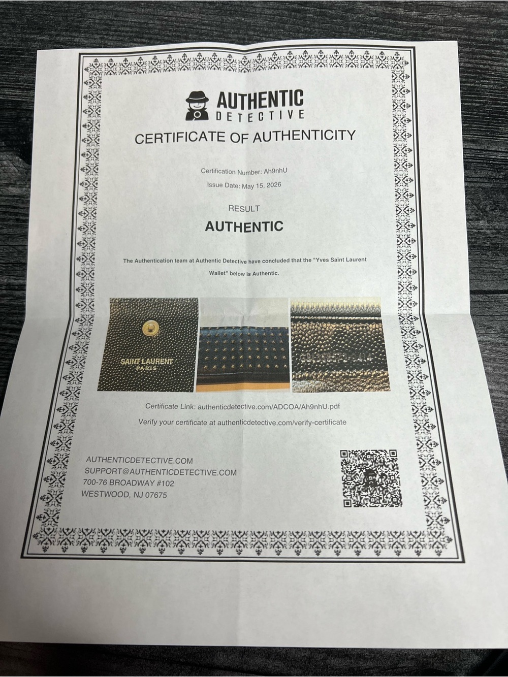Authentic Saint Laurent Black Grain De Poudre Stud Marquage Wallet w/ COA - Picture 10 of 10